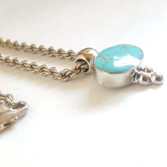 Sterling Silver Gold Matrix Turquoise Pendant & Rope Chain 💎 ATI Mexico MCM - Picture 5 of 15